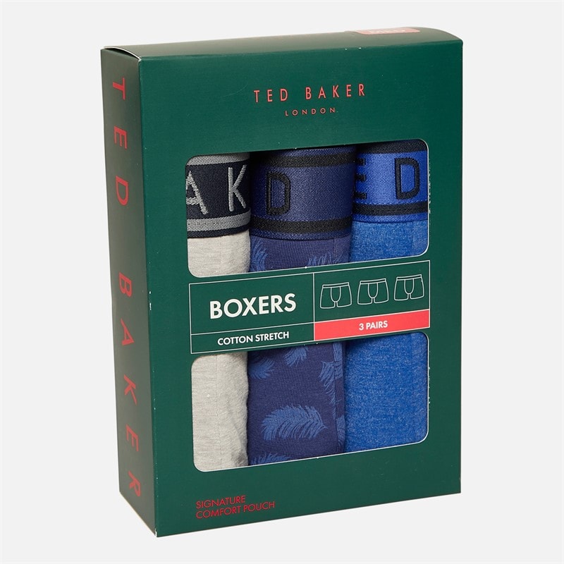 Ted Baker Mens Three Pack Boxers Mazarine Blue/Navy Feather/Heather Grey - Image 2