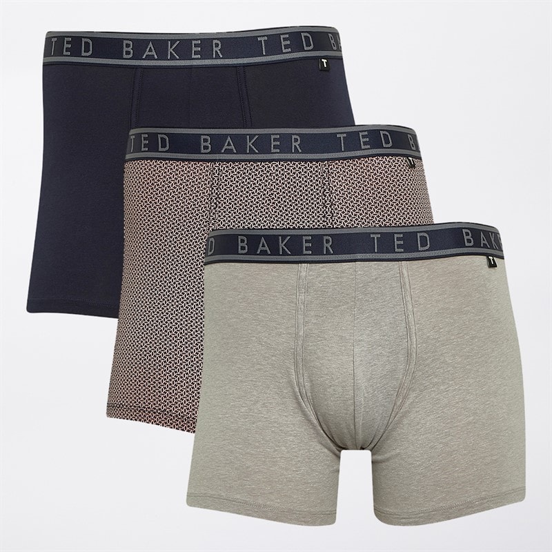 Ted Baker Mens Three Pack Boxers Navy/Ares/Heather Grey - Image 1