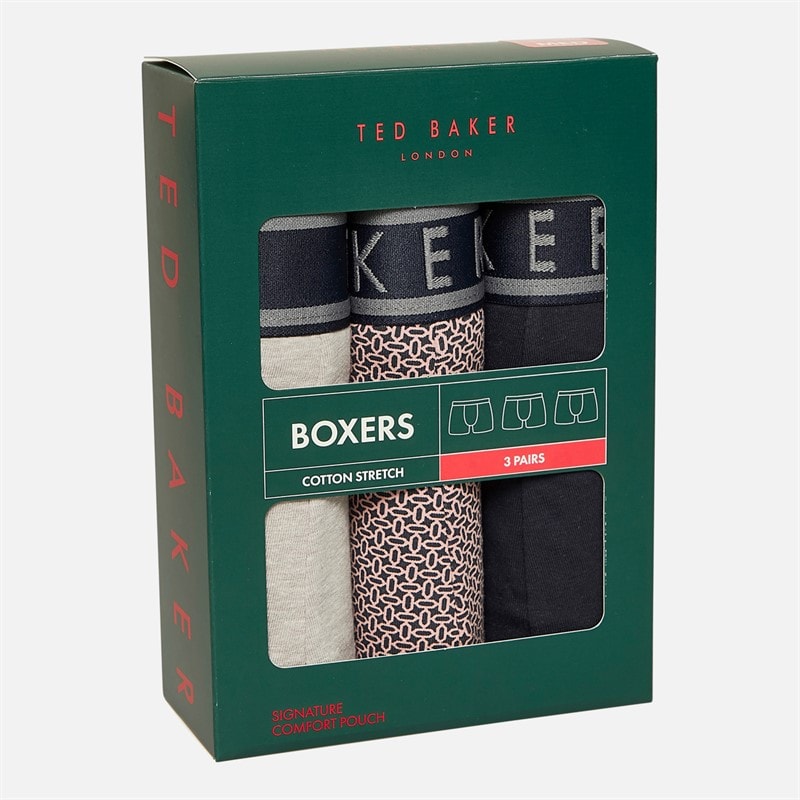 Ted Baker Mens Three Pack Boxers Navy/Ares/Heather Grey - Image 2