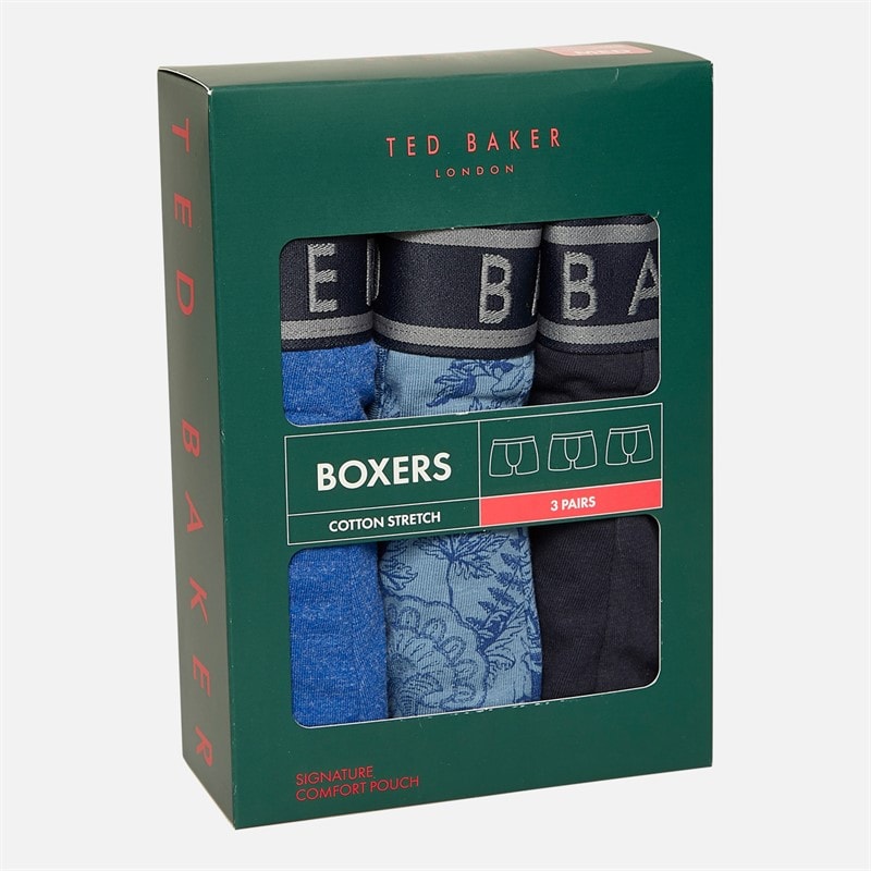 Ted Baker Mens Three Pack Boxers Navy Treasure/Blue Mazarine/Blue - Image 2