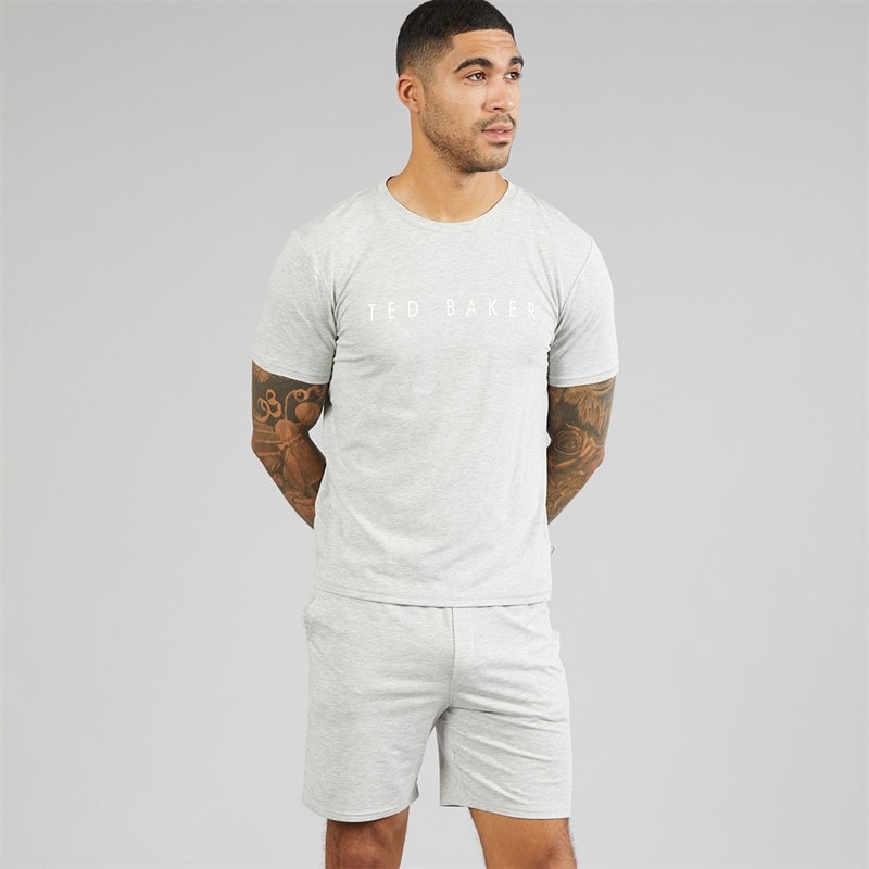 Ted Baker Mens T-Shirt And Shorts Lounge Set Heather Grey