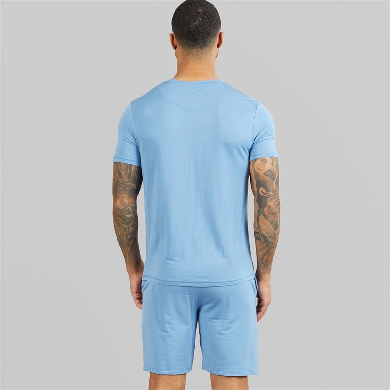 Ted Baker Mens T-Shirt And Shorts Lounge Set Riviera Blue - Image 2