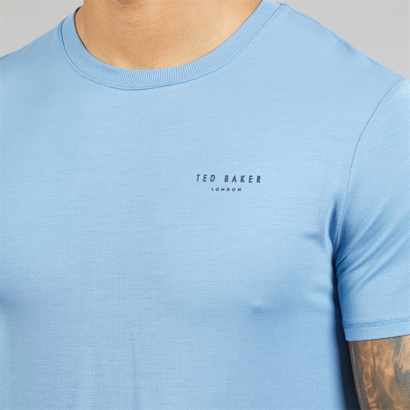 Ted Baker Mens T-Shirt And Shorts Lounge Set Riviera Blue - Image 3