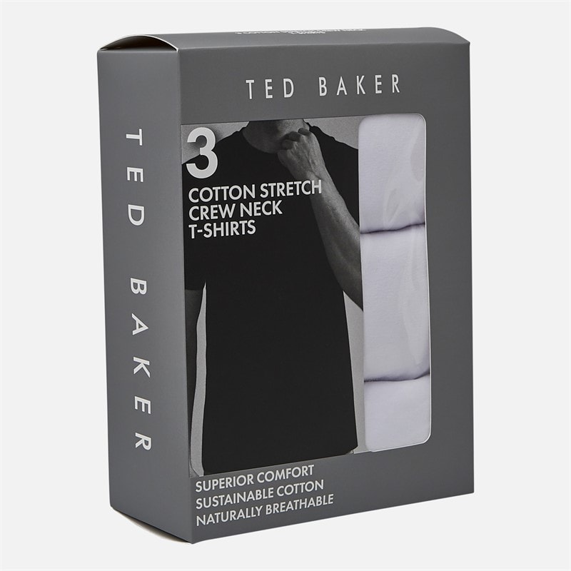Ted Baker Mens Three Pack Crew Neck T-Shirts White - Image 4