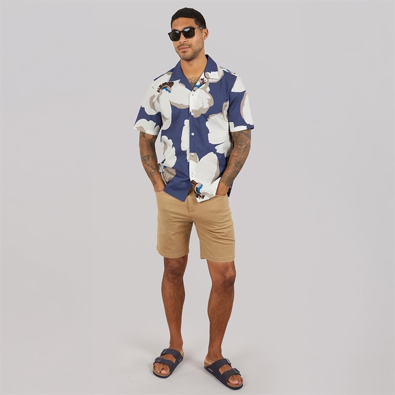 Ted Baker Mens Hebbden Short Sleeve Relaxed Floral Shirt Dark Blue - Image 4