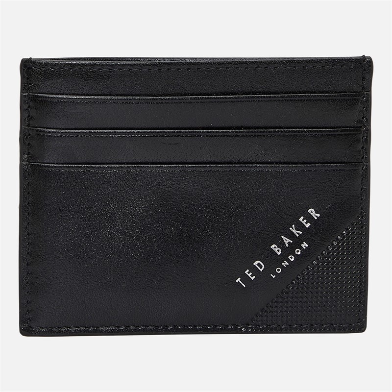 Ted Baker Mens Raffle Embossed Corner Leather Card Holder Black