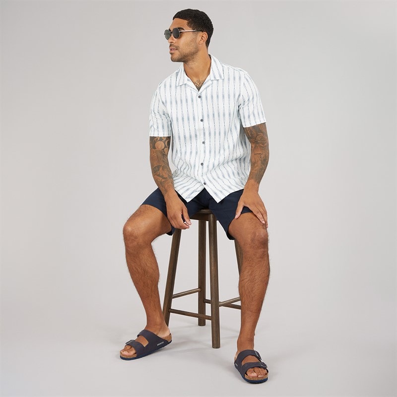 Ted Baker Mens Yiannis Short Sleeve Relaxed Diamond Shirt Teal Blue