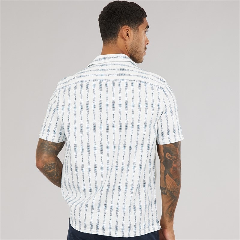 Ted Baker Mens Yiannis Short Sleeve Relaxed Diamond Shirt Teal Blue - Image 2
