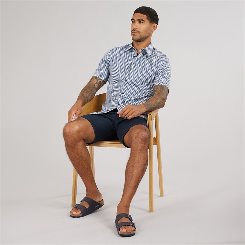 Ted Baker Mens Lacesho Short Sleeve Geo Printed Shirt Navy - Image 4