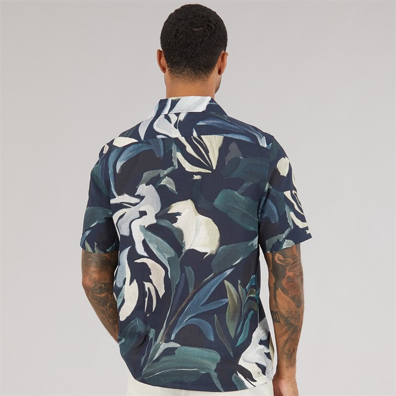 Ted Baker Mens Rognski Short Sleeve Relaxed Fit Tropical Floral Shirt Multi - Image 2