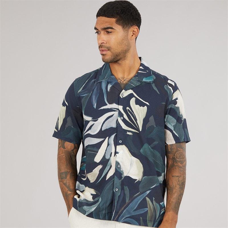 Ted Baker Mens Rognski Short Sleeve Relaxed Fit Tropical Floral Shirt Multi - Image 3