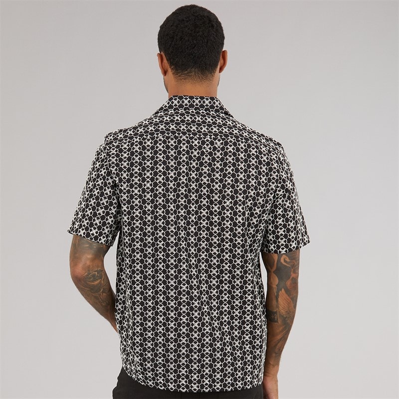 Ted Baker Mens Finlays Short Sleeve Relaxed Embroidered Shirt Black - Image 2