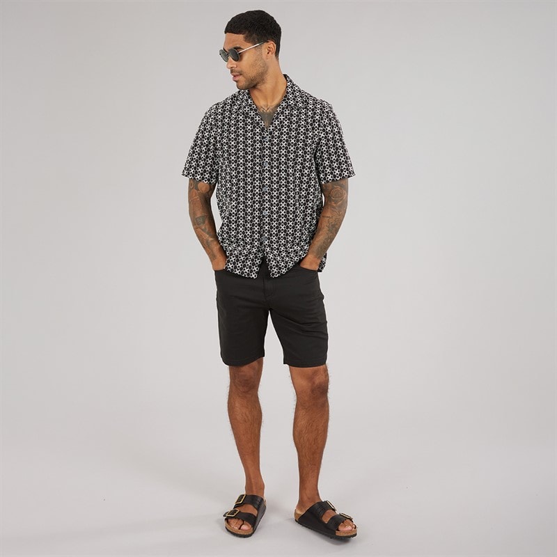 Ted Baker Mens Finlays Short Sleeve Relaxed Embroidered Shirt Black - Image 4