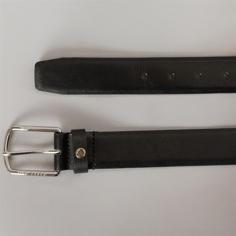 Ted Baker Mens Baiden Bark Texture Leather Belt Black - Image 2
