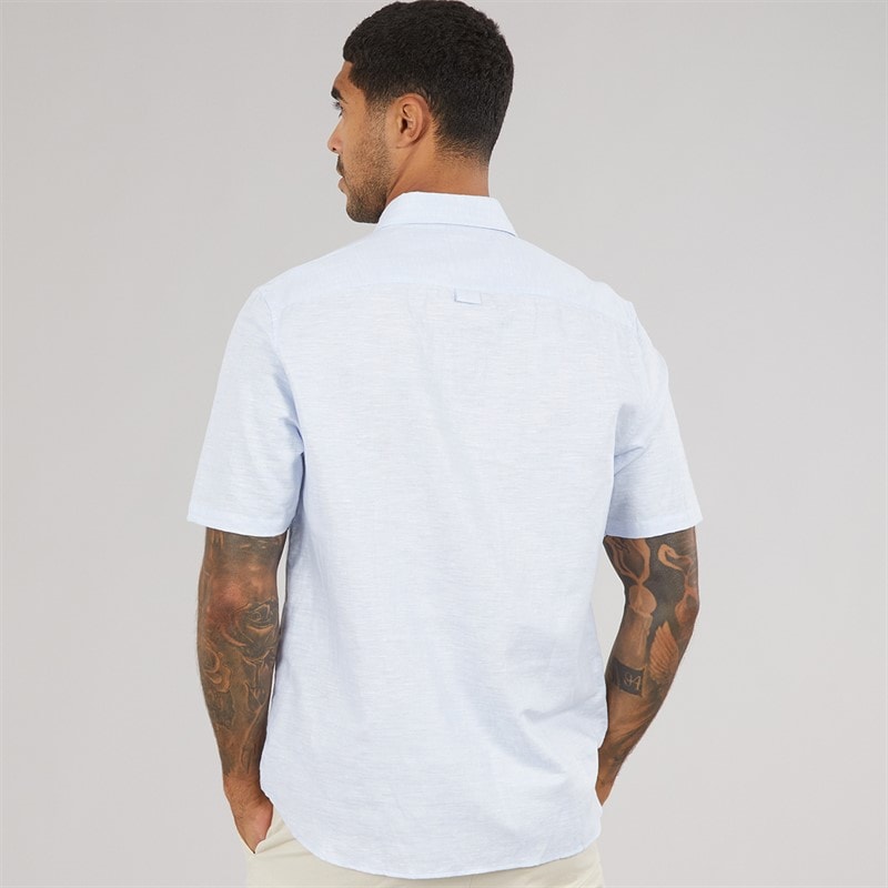 Ted Baker Mens Palomas Short Sleeve Linen Shirt Blue - Image 2
