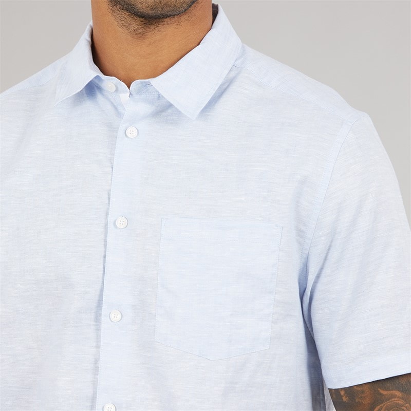 Ted Baker Mens Palomas Short Sleeve Linen Shirt Blue - Image 3
