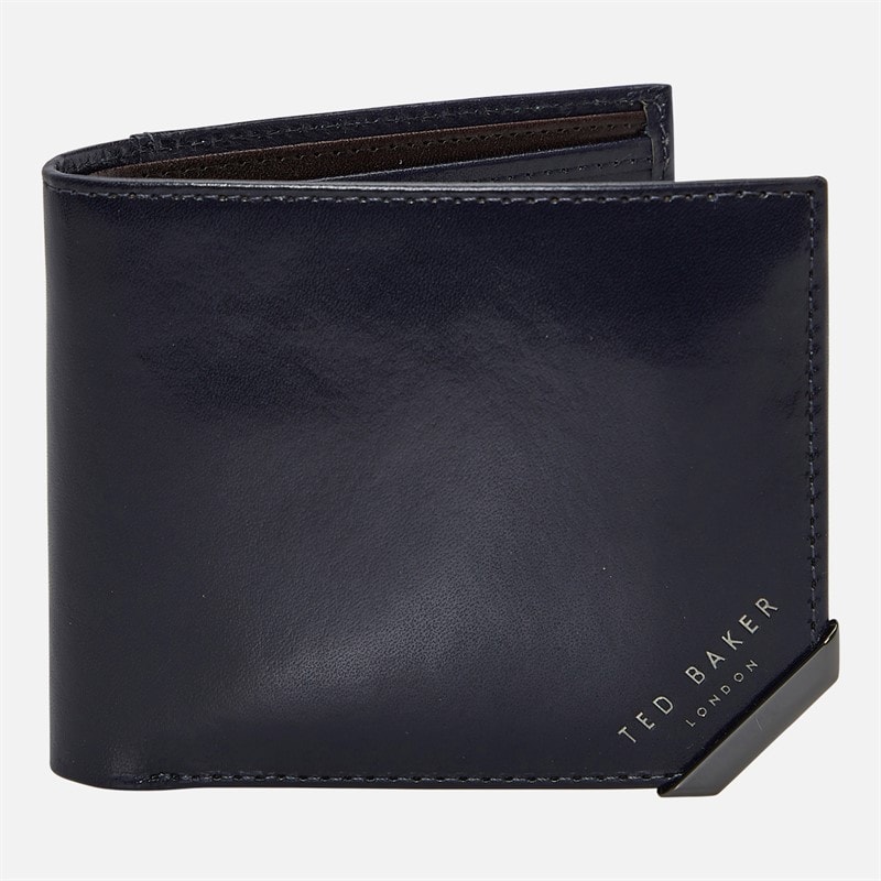 Ted Baker Mens Kornerr Metal Corner Bi-Fold Coin Wallet Navy