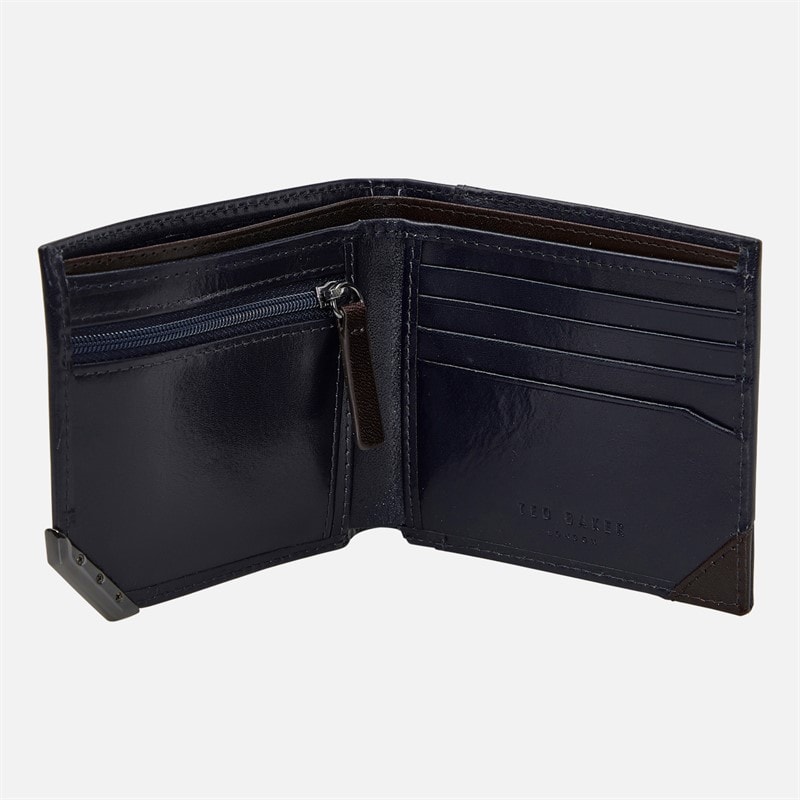 Ted Baker Mens Kornerr Metal Corner Bi-Fold Coin Wallet Navy - Image 2