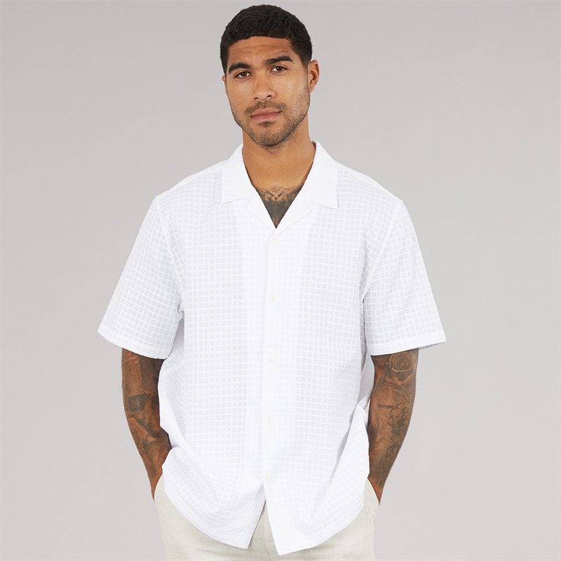 Ted Baker Mens Oise Short Sleeve Textured Geo Shirt White