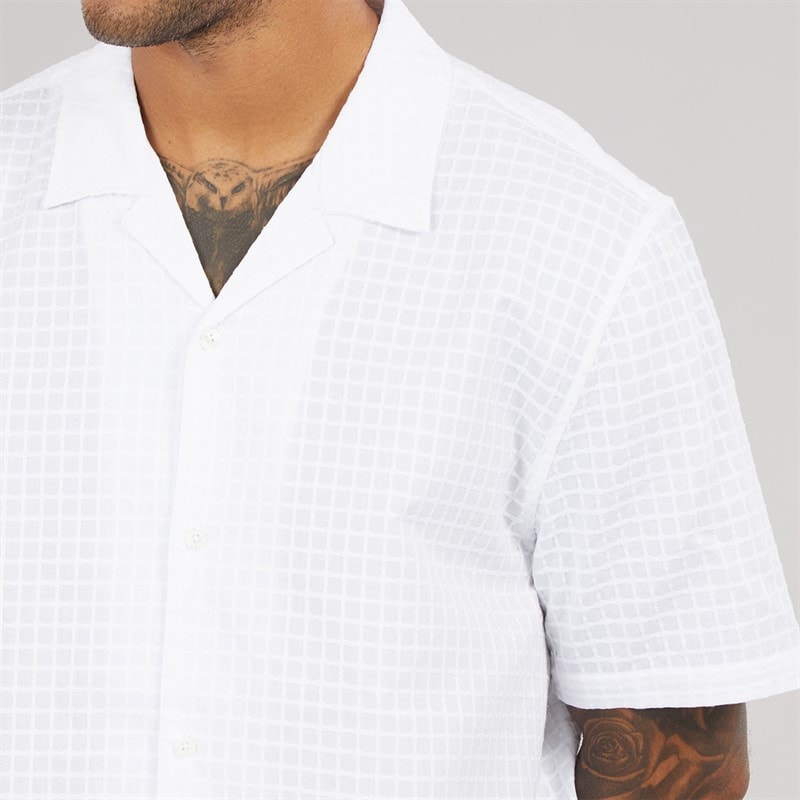 Ted Baker Mens Oise Short Sleeve Textured Geo Shirt White - Image 3