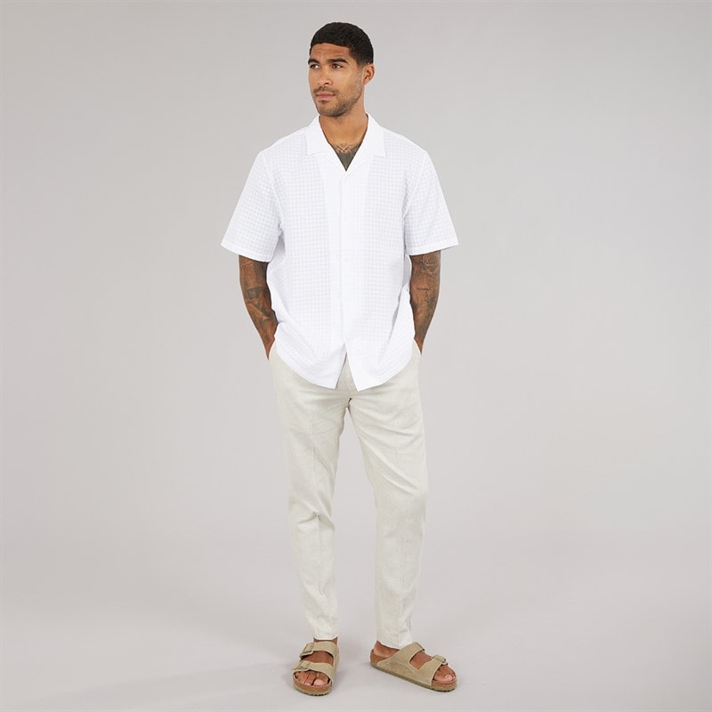 Ted Baker Mens Oise Short Sleeve Textured Geo Shirt White - Image 4