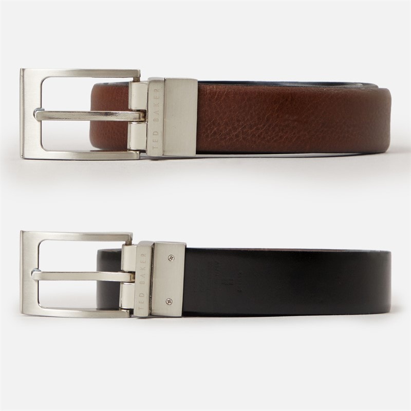 Ted Baker Mens Karmer Reversible Leather Belt Chocolate