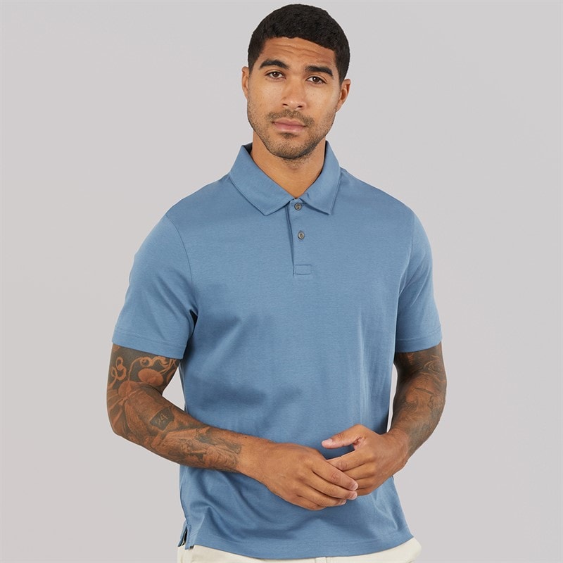 Ted Baker Mens Wilmott Slim Soft Touch Polo Shirt Mid Blue