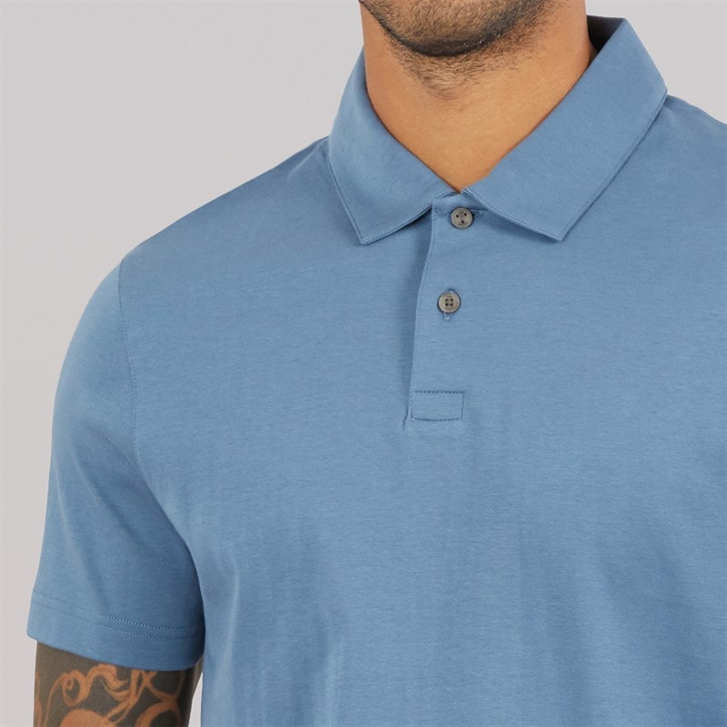 Ted Baker Mens Wilmott Slim Soft Touch Polo Shirt Mid Blue - Image 3