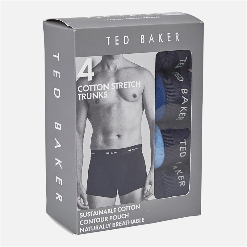 Ted Baker Mens Four Pack Cotton Trunks Navy/Estate Blue/Riviera Navy - Image 2
