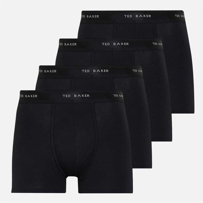 Ted Baker Mens Four Pack Cotton Trunks Black/Black/Black/Black
