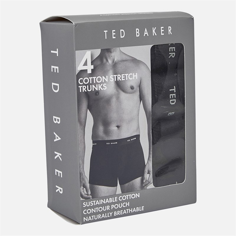 Ted Baker Mens Four Pack Cotton Trunks Black/Black/Black/Black - Image 2