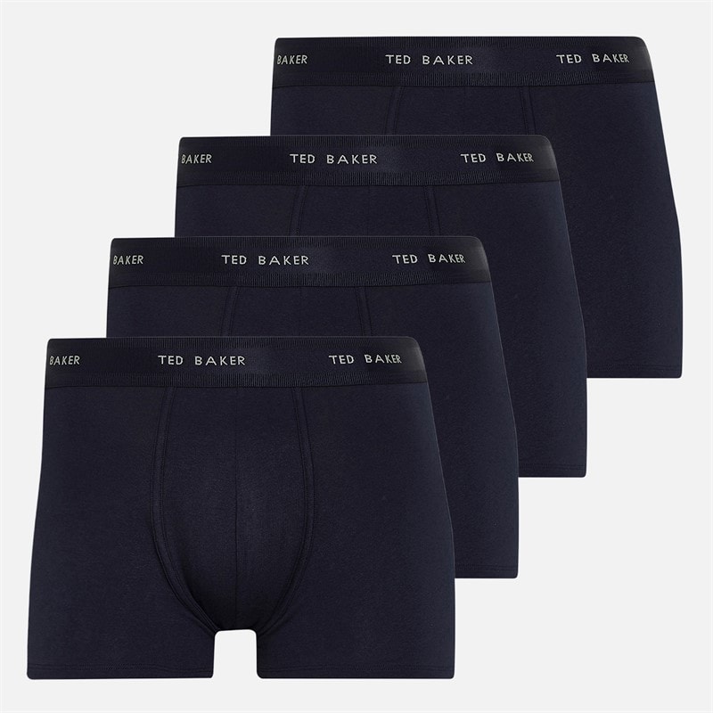 Ted Baker Mens Four Pack Cotton Trunks Navy/Navy/Navy/Navy