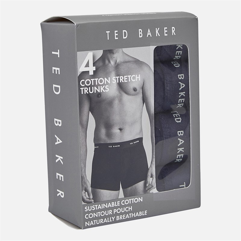 Ted Baker Mens Four Pack Cotton Trunks Navy/Navy/Navy/Navy - Image 2