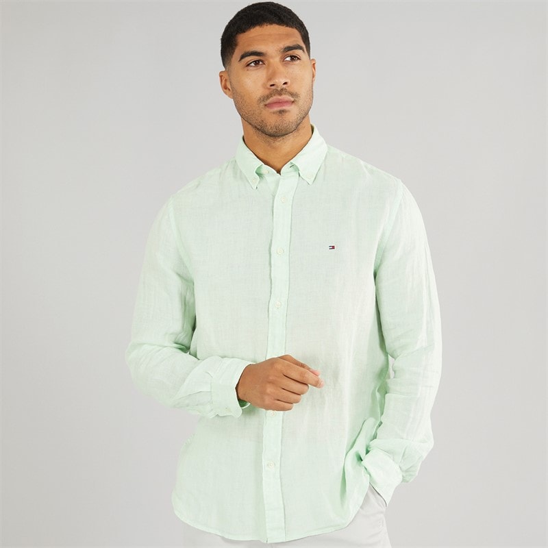Tommy Hilfiger Mens Long Sleeve Shirt Opal Green - Image 1