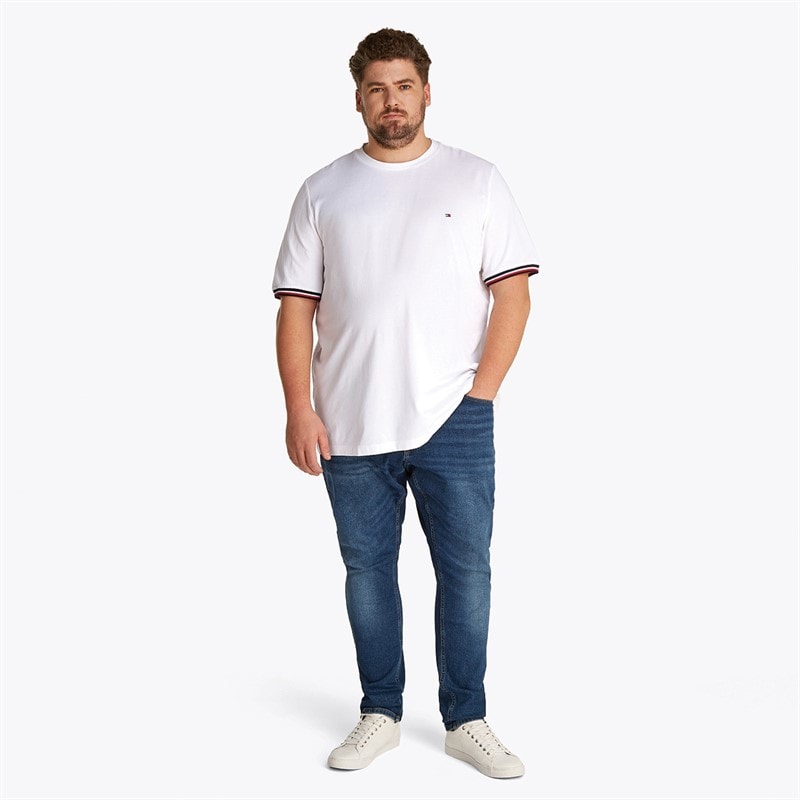 Tommy Hilfiger Mens Plus Size Global Stripe T-Shirt White - Image 3