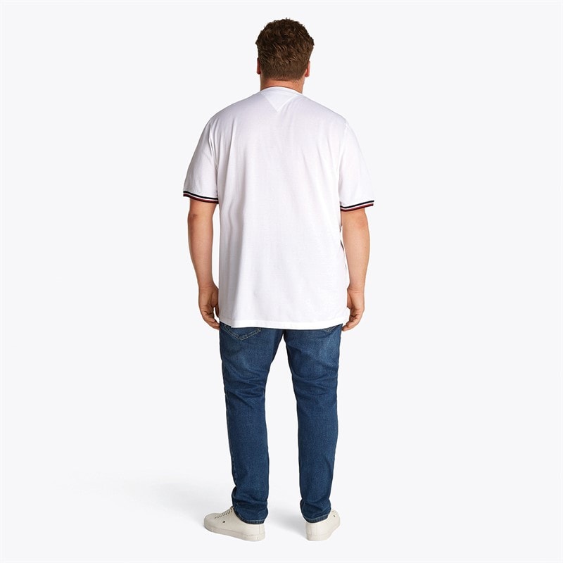 Tommy Hilfiger Mens Plus Size Global Stripe T-Shirt White - Image 4