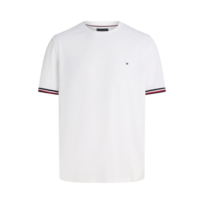 Tommy Hilfiger Mens Plus Size Global Stripe T-Shirt White - Image 5