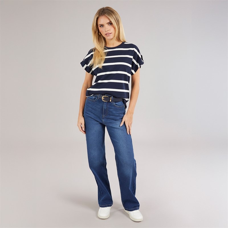 Tommy Hilfiger Womens Gold Button T-Shirt Dark Night Navy/Ivory Silk Stripe Dark Night Navy/Ivory Silk Stp - Image 4