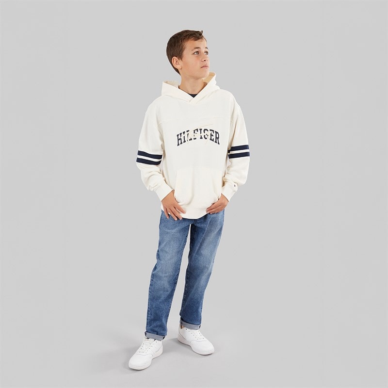 Tommy Hilfiger Boys TH Mixed Graphic Hoodie Ivory Silk - Image 3