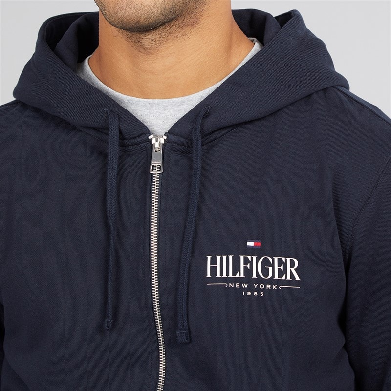 Tommy Hilfiger Mens Hilfiger Stacked Zip Through Hoodie Desert Sky - Image 5