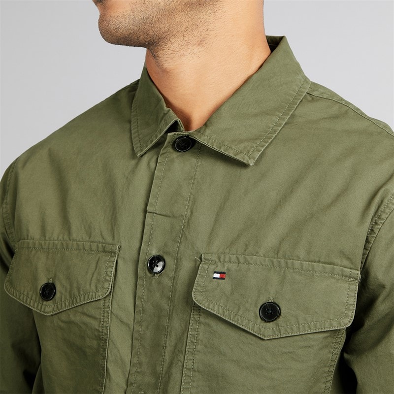 Tommy Hilfiger Mens Cotton Twill Shirt Jacket Battle Green - Image 3
