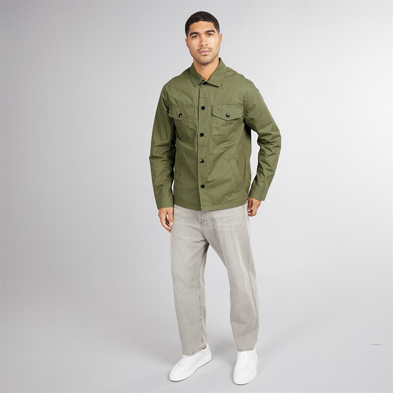 Tommy Hilfiger Mens Cotton Twill Shirt Jacket Battle Green - Image 4
