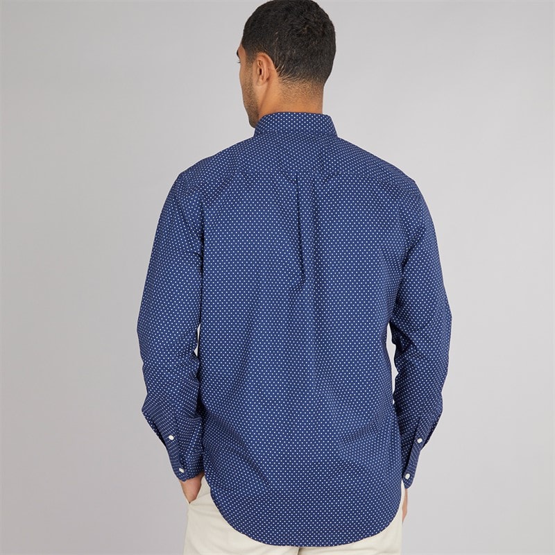 Tommy Hilfiger Mens Flex Poplin Shirt Preppy Navy/Newsprint - Image 2