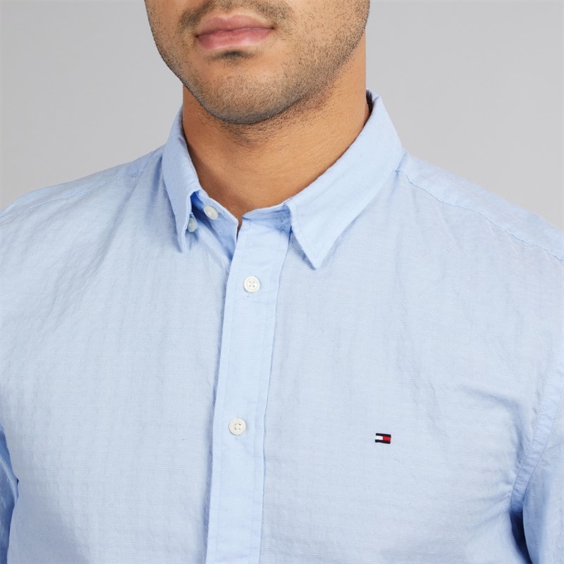 Tommy Hilfiger Mens Dobby Structure Shirt Sweet Blue - Image 3