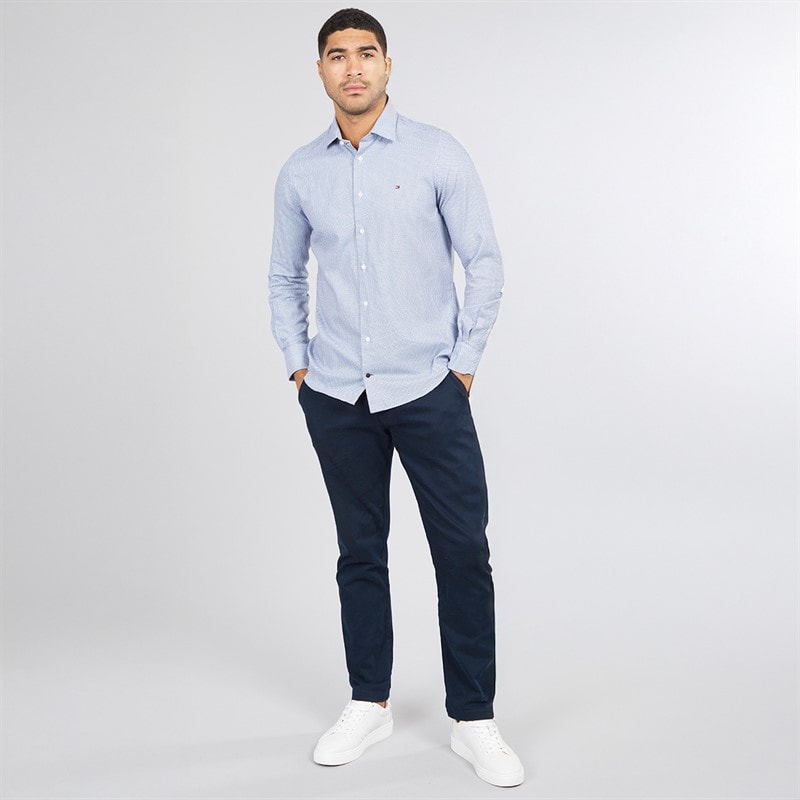 Tommy Hilfiger Mens Twill Geo Shirt Optic White/Preppy Navy - Image 4