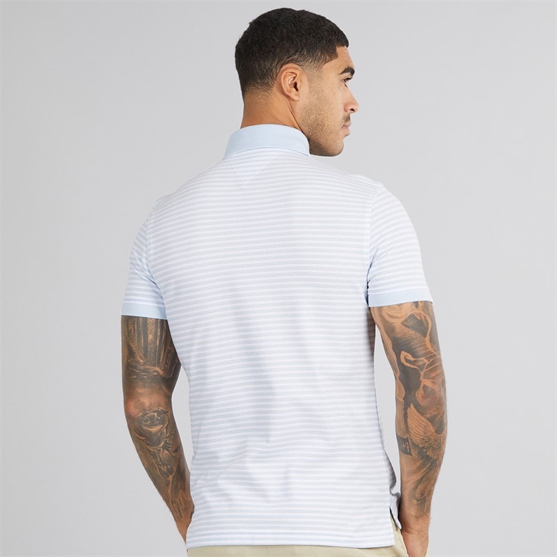 Tommy Hilfiger Mens 1985 Slim Polo Shirt Breezy Blue/White - Image 2