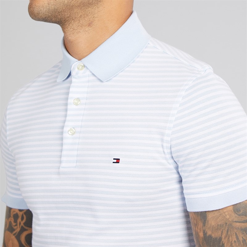 Tommy Hilfiger Mens 1985 Slim Polo Shirt Breezy Blue/White - Image 3