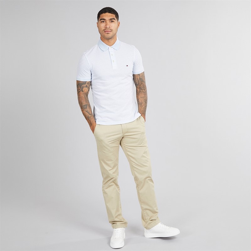 Tommy Hilfiger Mens 1985 Slim Polo Shirt Breezy Blue/White - Image 4