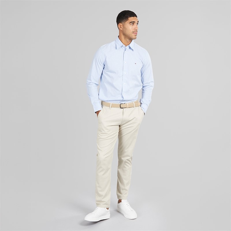 Tommy Hilfiger Mens Flex Poplin Mini Print Shirt Cloudy Blue - Image 4
