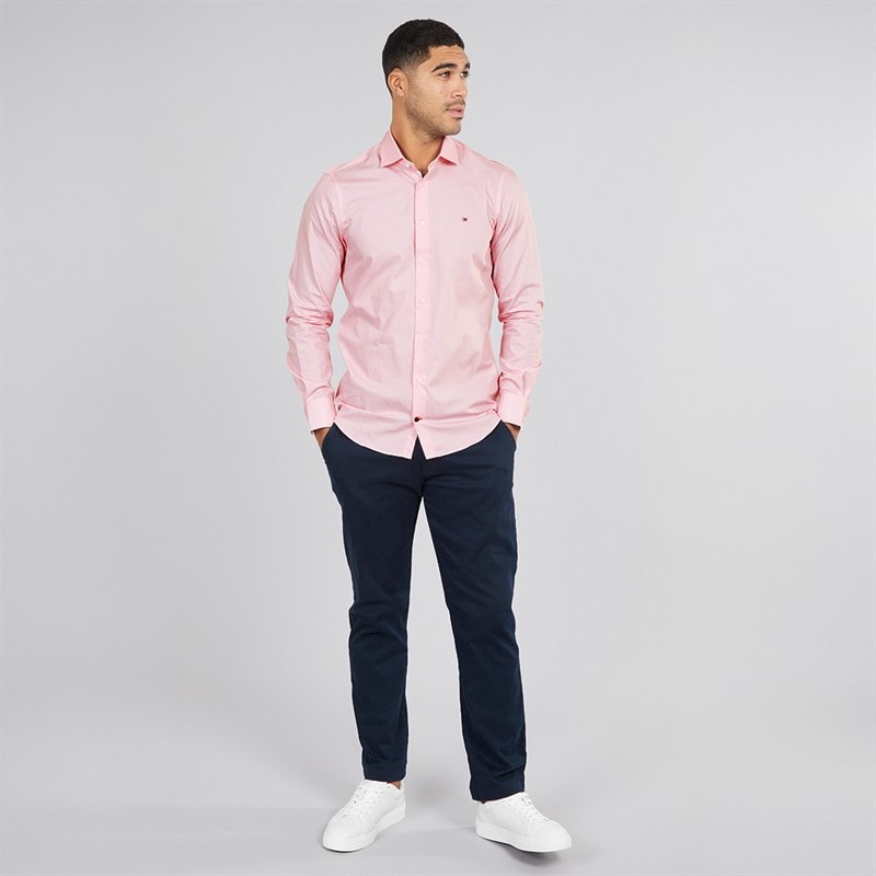Tommy Hilfiger Mens Shirt Optic White/Classic Pink - Image 4